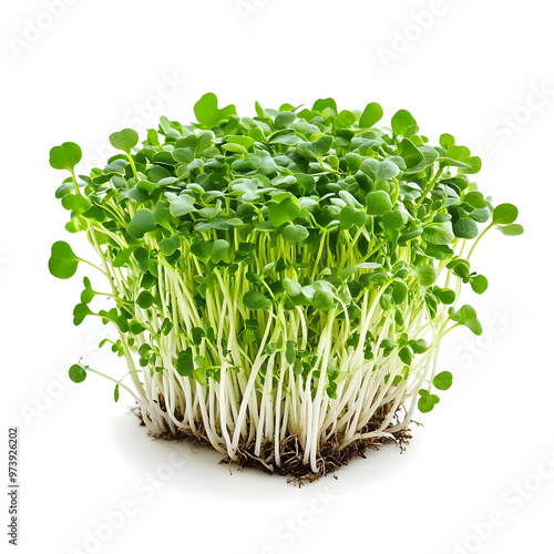 Cress sprouts on white background, studio shot