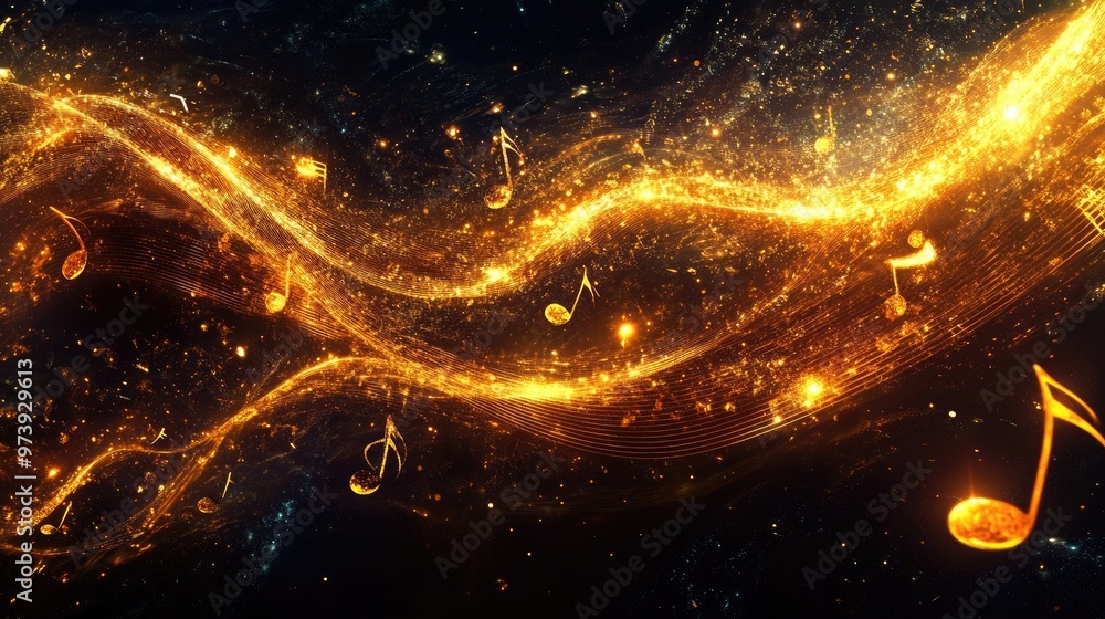 A dynamic image of golden music notes swirling and colliding, creating a sense of energy. A dynamic image of golden music notes swirling and colliding, creating a sense of energy.