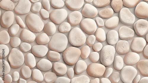 Seamless Stone Wall Pattern, featuring a textured design of pebbles and shingles, ideal for backgrounds and wallpapers, showcasing natural stone aesthetics in a versatile format.