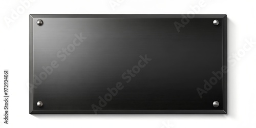 A sleek, modern, and minimalist blank black plaque with a subtle gradient effect, ready for customization, isolated on photo