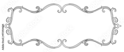 Thai pattern frame Black lines on an abstract white background