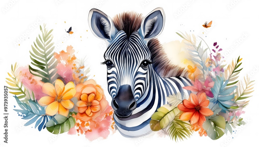 Fototapeta premium zebra and flowers