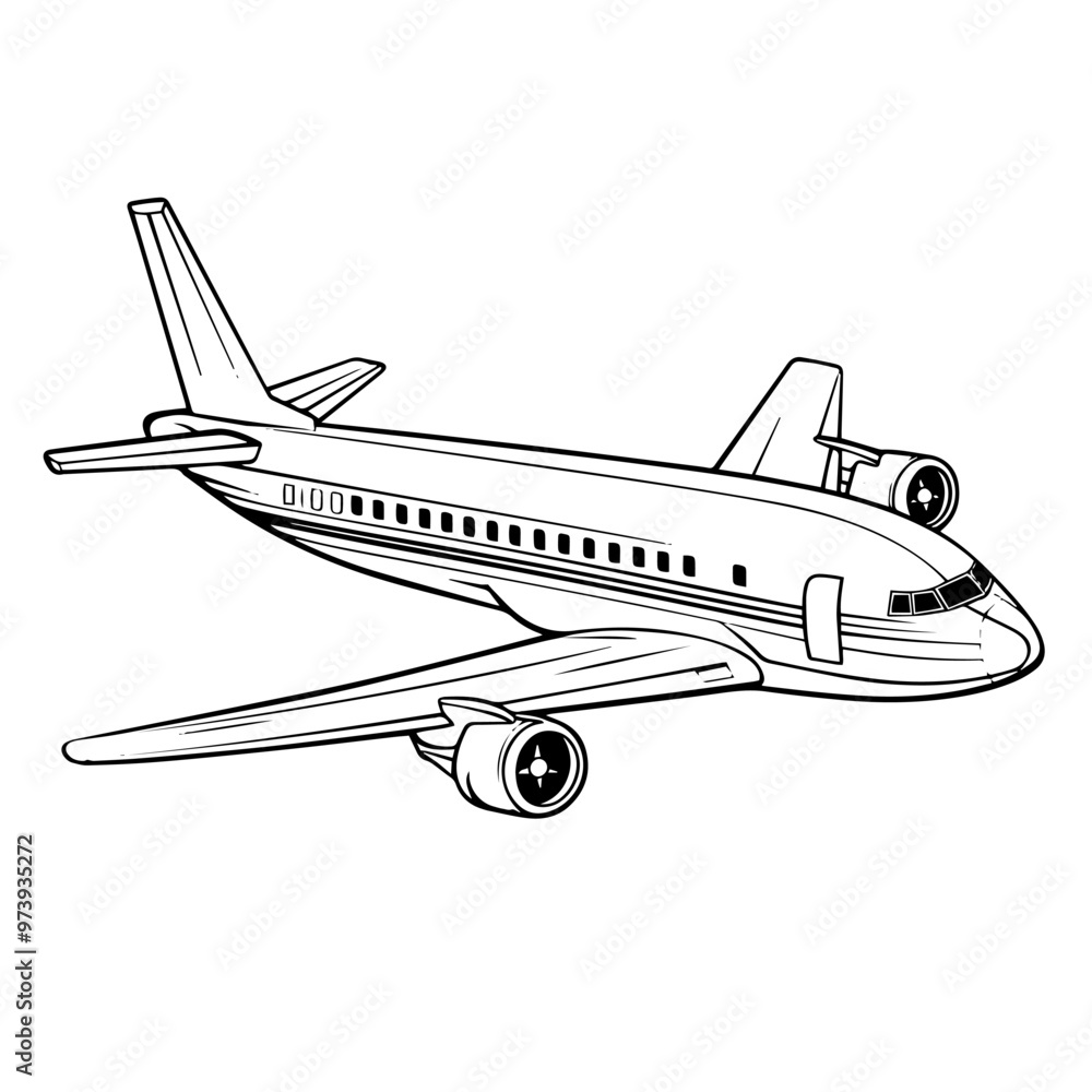 Sleek vector airplane icon in minimalist outline design. Sleek vector airplane icon in minimalist outline design.