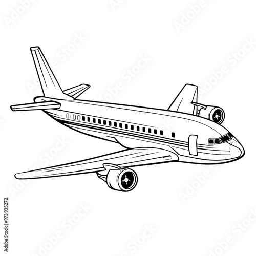 Sleek vector airplane icon in minimalist outline design.