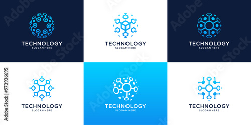 Abstract circle logo. Modern connection technology logo collection.
