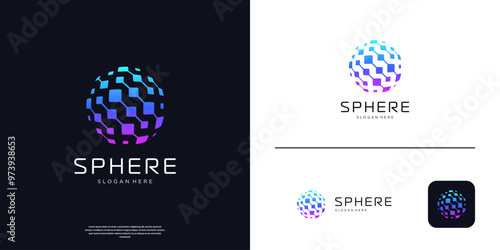 Abstract global globe tech logo digital data connection.