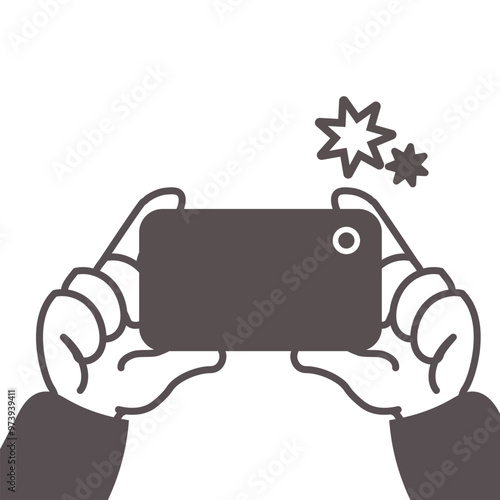 スマートフォンで撮影する手のイラスト