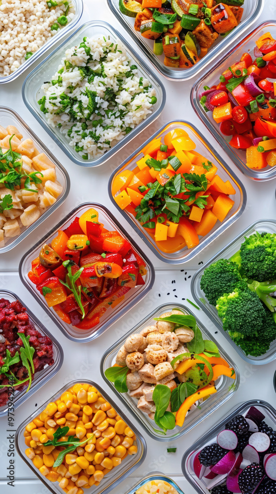 food vegetables healthy meals fresh colorful nutrition broccoli corn salad dishes variety square containers prep vibrant diet plant-based vegetarian ingredients food vegetables healthy meals fresh colorful nutrition broccoli corn salad dishes variety square containers prep vibrant diet plant-based vegetarian ingredients