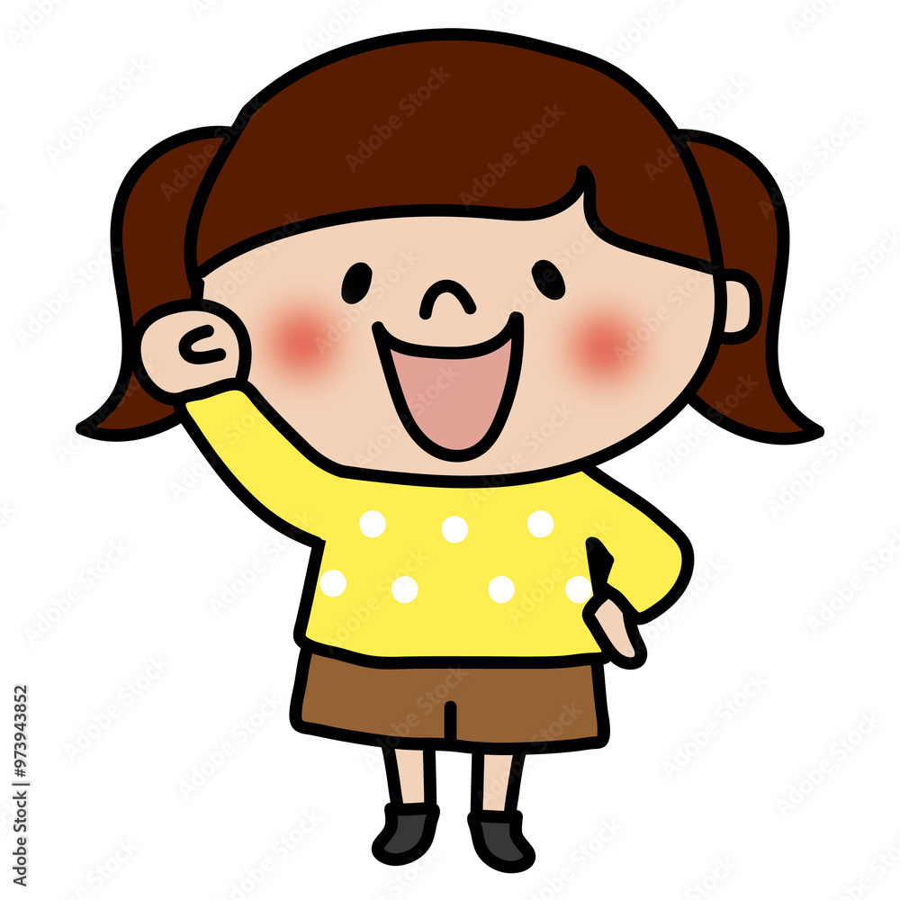 ガッツポーズをする子供（女の子2）