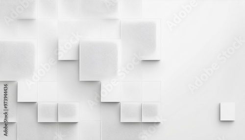 Random shifted white scaled cube boxes block background wallpaper banner texture pattern. photo