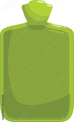 Green hot water bottle providing warmth and relieving muscle pain