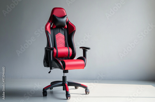 a gaming office chair with ergonomic design and vibrant color accents.