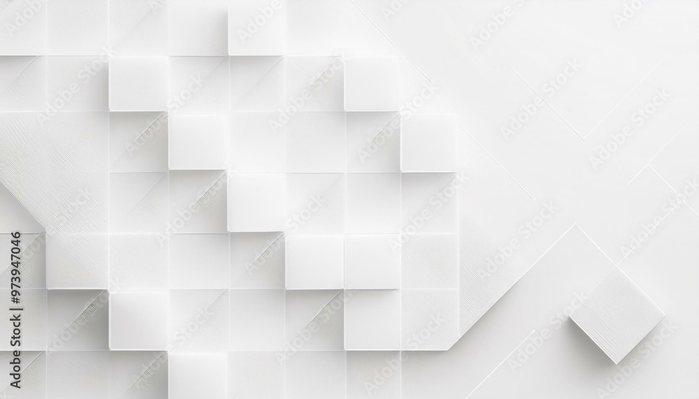 Random shifted white cube boxes block the background wallpaper banner. abstract 3d square white technology communication concept background. Random shifted white cube square boxes block the background