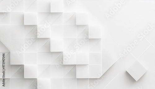 Obraz na płótnie Random shifted white cube boxes block the background wallpaper banner. abstract 3d square white technology communication concept background. Random shifted white cube square boxes block the background w salonie