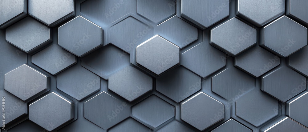 Background with a repeating hexagonal grid pattern, with each hexagon subtly shaded for a 3D effect. Use muted tones of gray and silver to enhance the sleek, technical aesthetic. Background with a repeating hexagonal grid pattern, with each hexagon subtly shaded for a 3D effect. Use muted tones of gray and silver to enhance the sleek, technical aesthetic.
