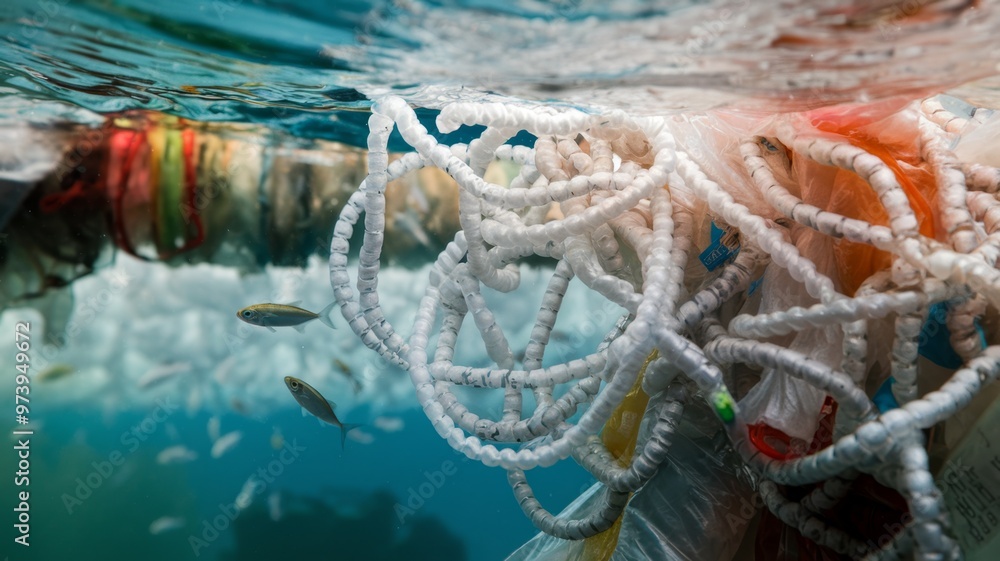 Naklejka premium Underwater Pollution Crisis