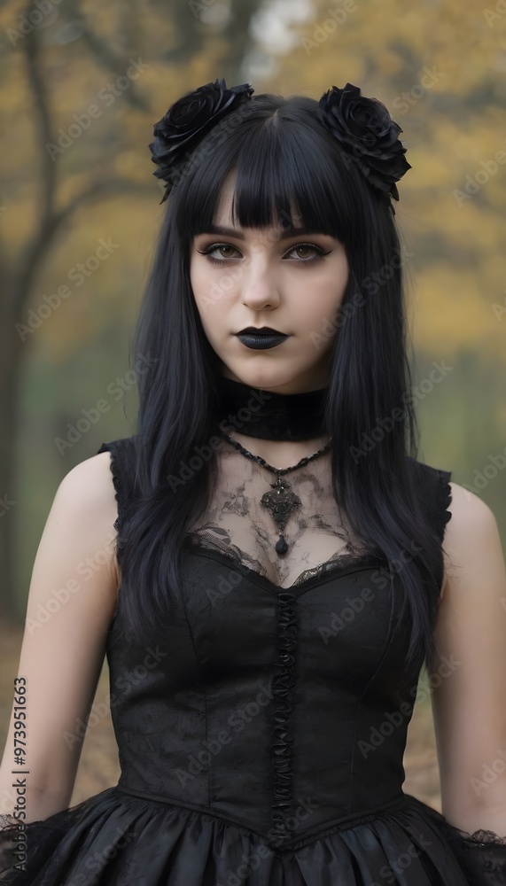 Goth Teen in Distinctive Style Goth Teen in Distinctive Style