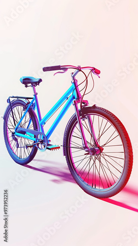 bicycle bike cycle transportation wheels two-wheeler pink lighting neon colors gradient effect retro style urban mobility outdoor activity cycling gear 