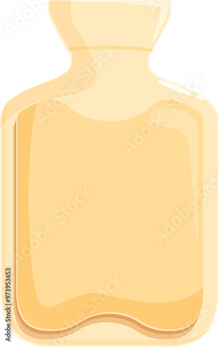 This illustration features a classic hot water bottle, providing a sense of warmth and comfort