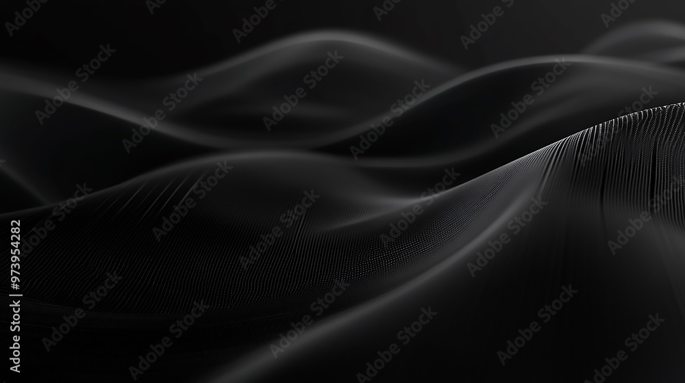 Black satin fabric flowing and forming elegant waves soft silk fabric Black satin fabric flowing and forming elegant waves soft silk fabric