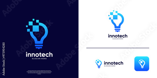 Innovation technology logo template. Abstract digital tech logo design.