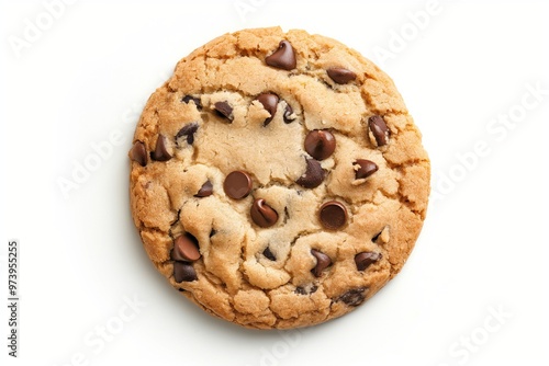 A chocolate chip cookie isolated on a white background