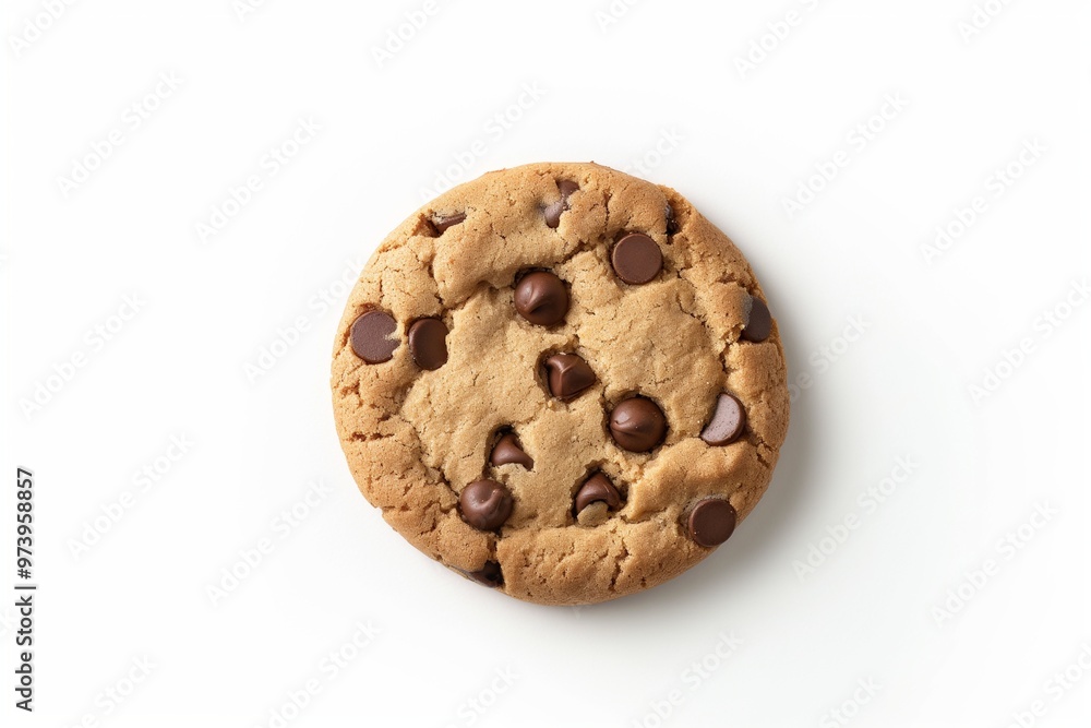 A chocolate chip cookie isolated on a white background A chocolate chip cookie isolated on a white background