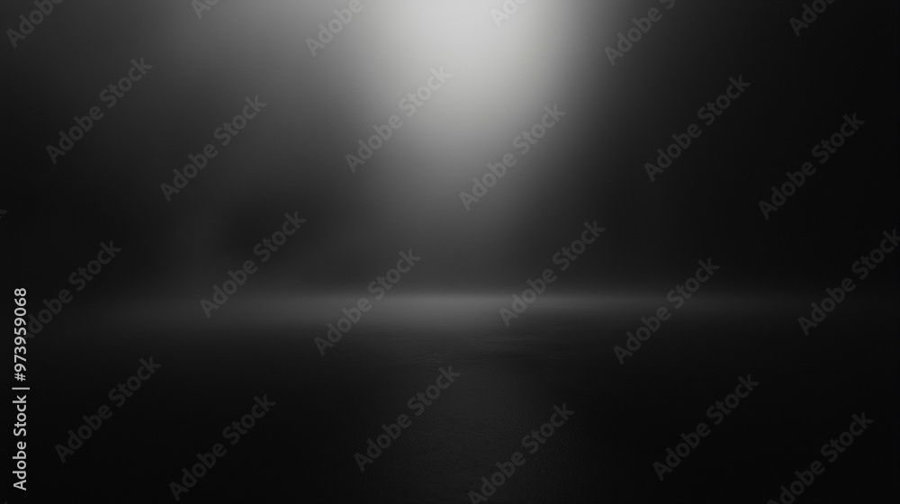 Fototapeta premium Dark empty studio room with three spotlights illuminating a minimalist black background, perfect for product photography or dramatic presentations, copy
