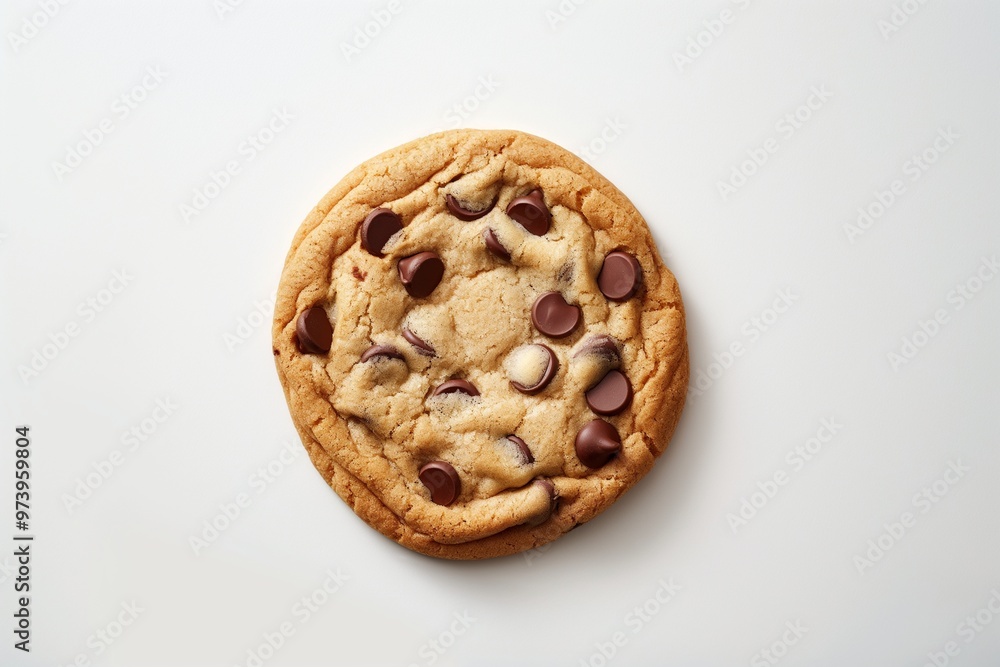 A chocolate chip cookie isolated on a white background A chocolate chip cookie isolated on a white background