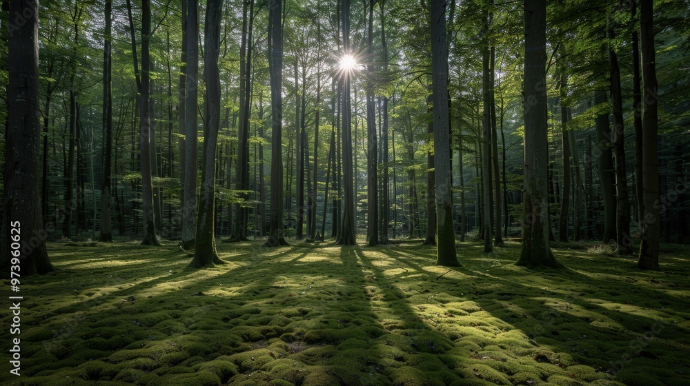 Fototapeta premium Sun-Kissed Forest Sanctuary