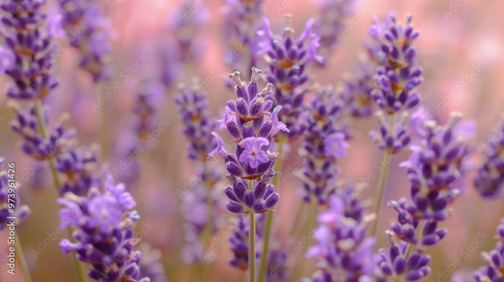 Lavender Field: Tranquil beauty of lavender flowers in full bloom, bathed in soft, warm sunlight. A delicate, pastel pink backdrop creates a serene atmosphere. Lavender Field: Tranquil beauty of lavender flowers in full bloom, bathed in soft, warm sunlight. A delicate, pastel pink backdrop creates a serene atmosphere.