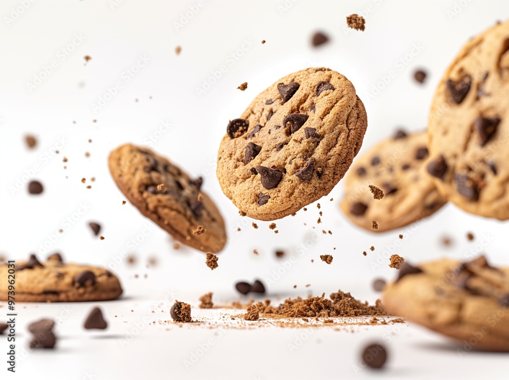 Chocolate chip cookies on isolated background Chocolate chip cookies on isolated background