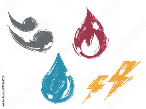 Roughness A013 fire electricity water wind shows the inspiration vector illustration graphic EPS 10
