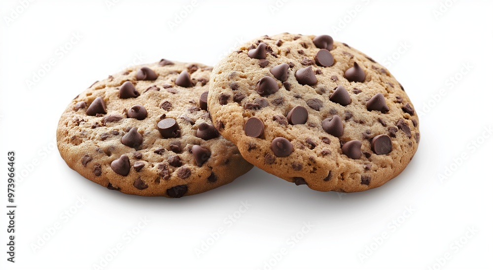 Chocolate chip cookies on a white background Chocolate chip cookies on a white background