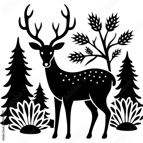  forest deer black vector illustration black animal design