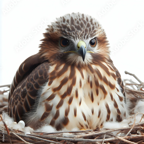 Small baby of a red-tailed hawk in nest