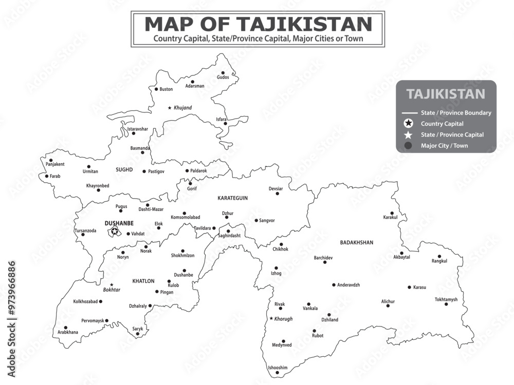 Geography Political map. Political map of country with capital, province or state capital, major cities and town. Geography Political map. Political map of country with capital, province or state capital, major cities and town.