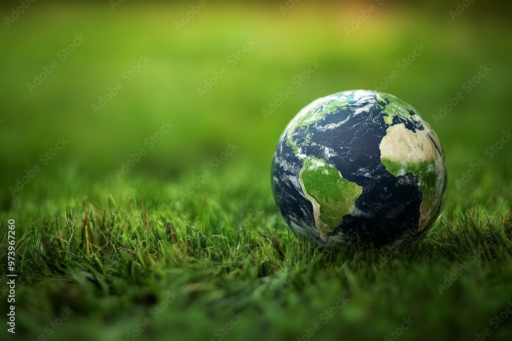 Globe on Green Grass: A Symbol of Earth's Fragility Globe on Green Grass: A Symbol of Earth's Fragility