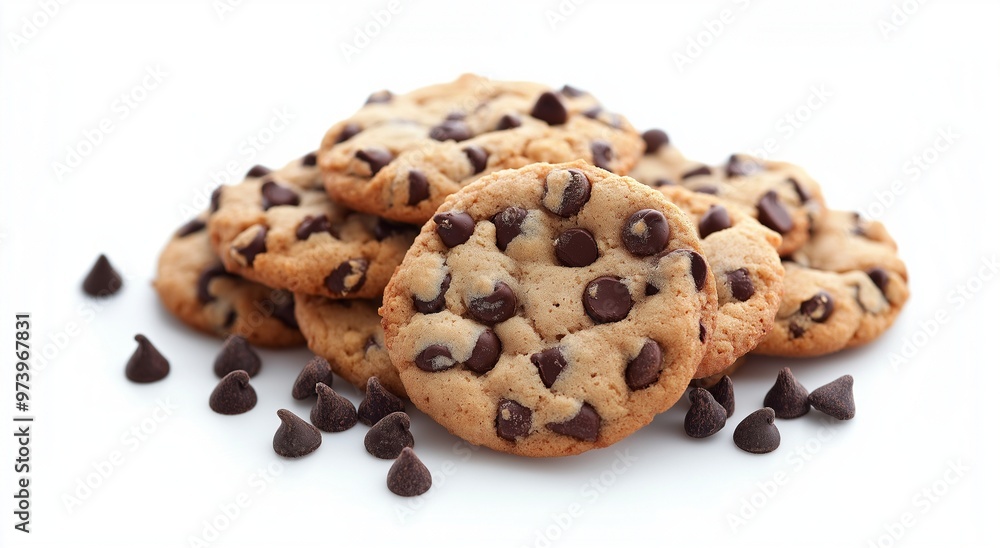Chocolate chip cookies on a white background Chocolate chip cookies on a white background