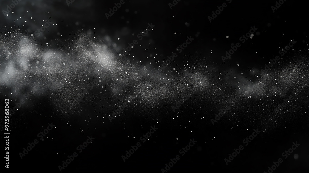 Fototapeta premium Black and white grungy, blurry smoky sky with a silver star overlay