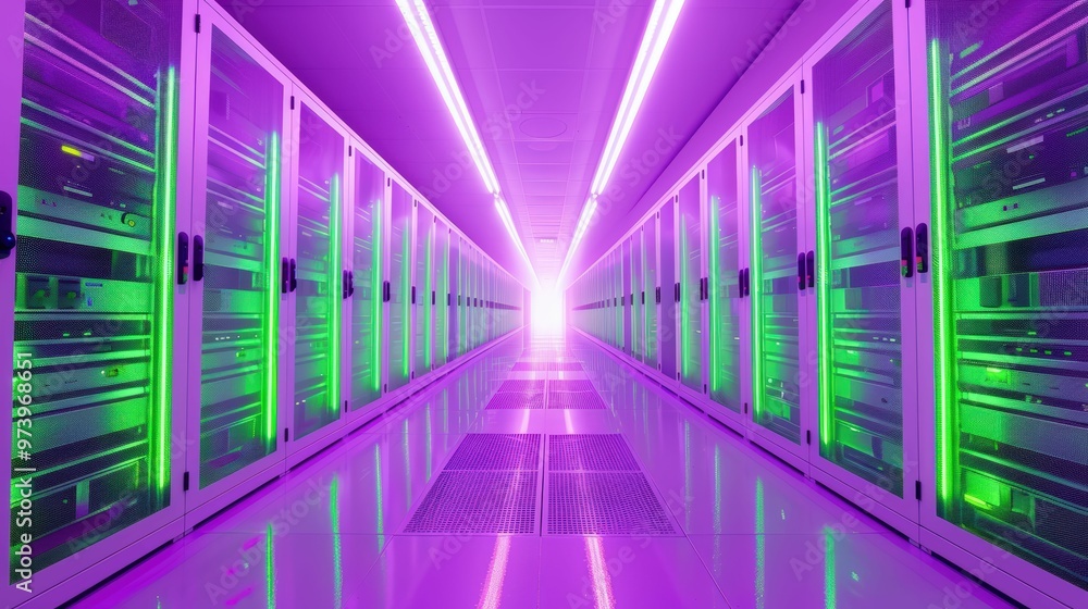 Neon Data Center Corridor 