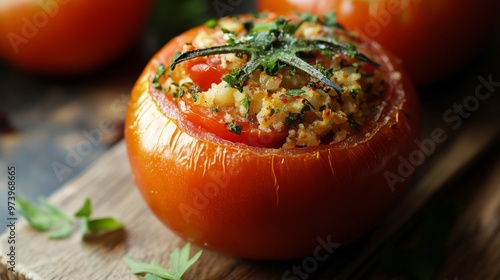 Delectable Italian-style Stuffed Tomato with Herbacious Essence photo