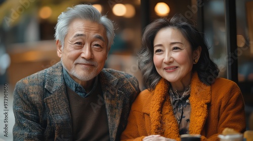 A candid moment of a male Asian patient, old, sitting at a dining table with his spouse. 