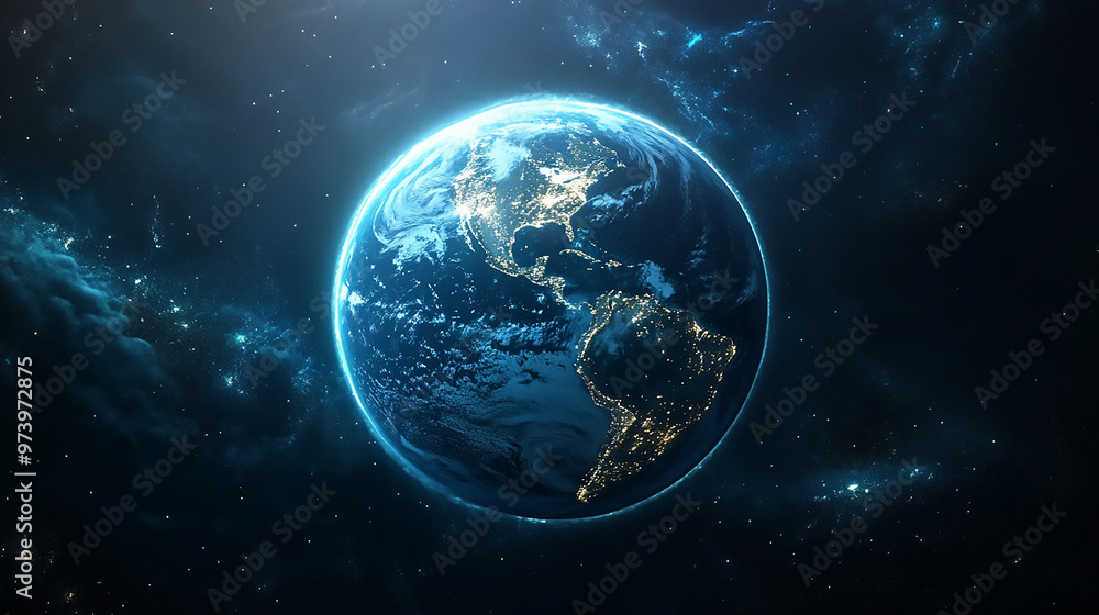 Fototapeta premium Earth From Space panoramic view of planet earth from space