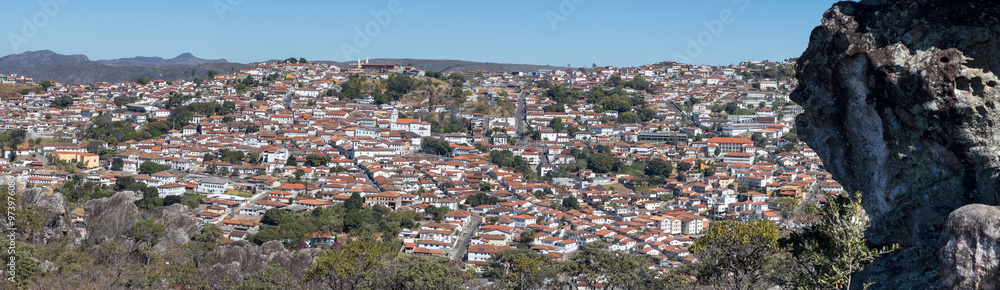 Panoramic View of a Historic Town Nestled in Hills Panoramic View of a Historic Town Nestled in Hills