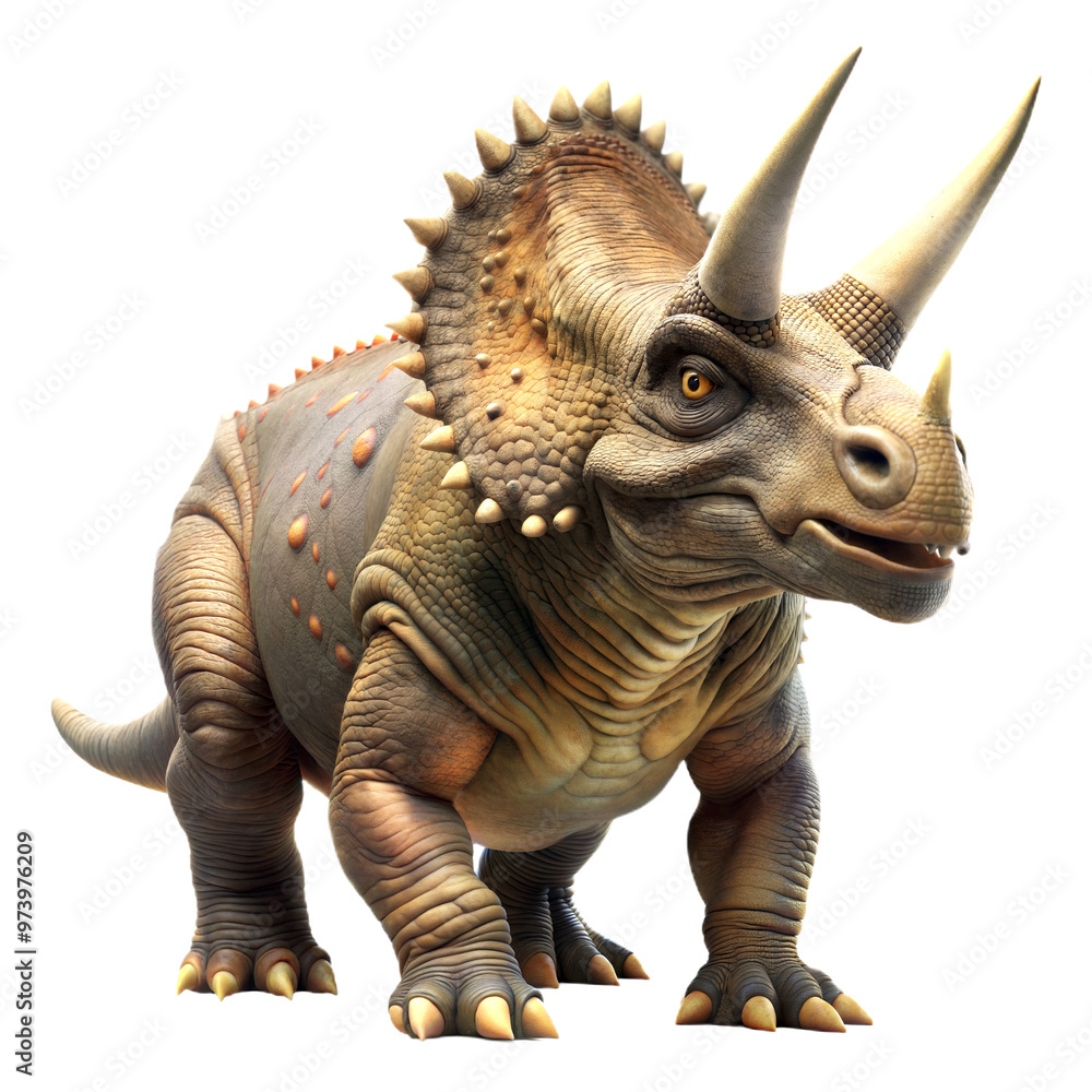 Fototapeta premium Picture of a Triceratops, isolated on transparent background, PNG