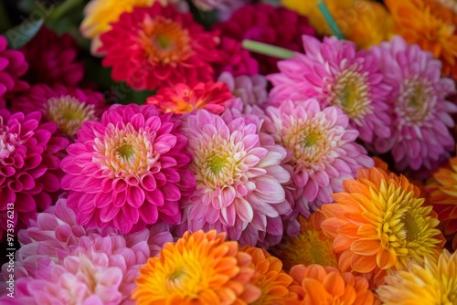 Vibrant Bouquet of Pink, Purple, and Orange Dahlias