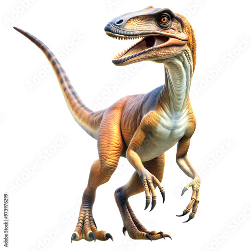 Picture of a Velociraptor, isolated on transparent background, PNG photo