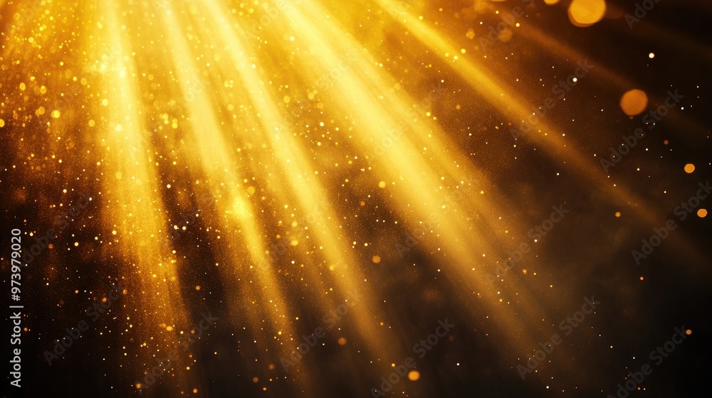 Warm golden rays of light shining in an abstract background, ideal for creating an elegant and glowing atmosphere Warm golden rays of light shining in an abstract background, ideal for creating an elegant and glowing atmosphere