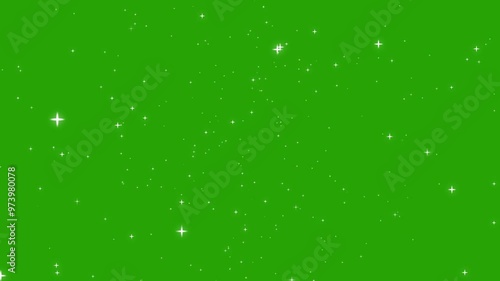 Sparkling glowing star animation on green screen background. Twinkling shiny star particle loop motion video. 4k fairy twinkle animation